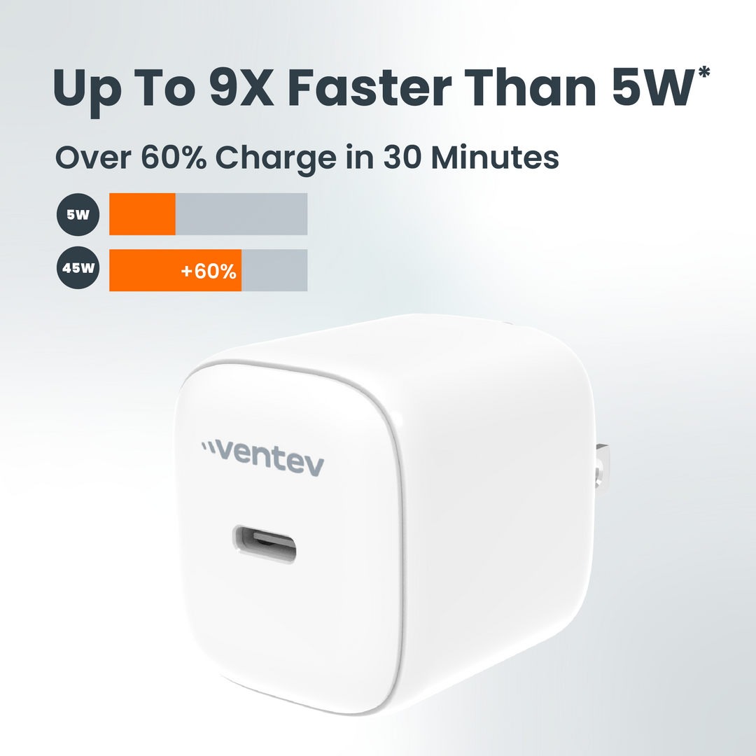 45W ULTRAFAST USB-C Universal GaN Mini Wall Charger – Ventev Mobility